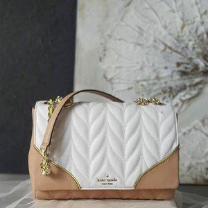 Kate Spade Emelyn Briar Lane Beige White Yellow Quilted Crossbody